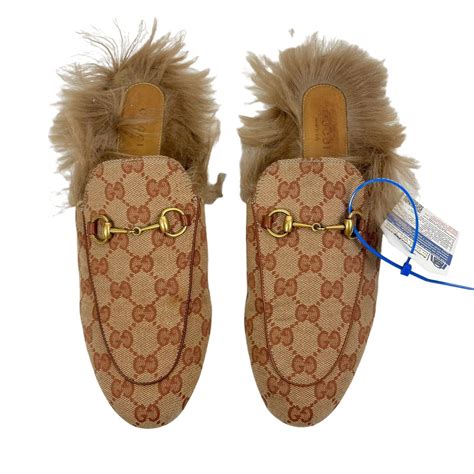 replica gucci tan mules|gucci fur lined mules.